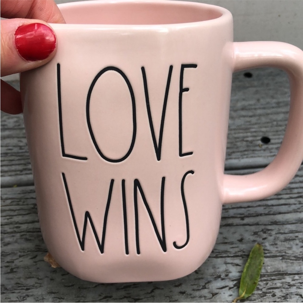 Rae Dunn Pink 'Love Wins' Mug